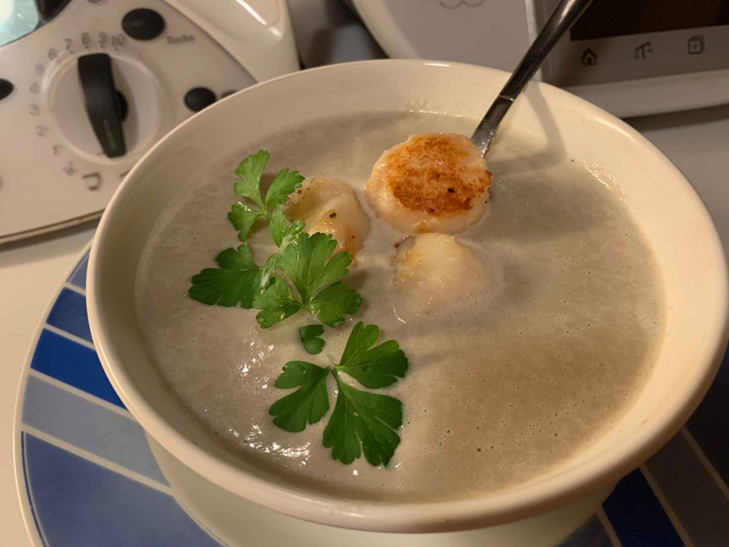 Creme de Cogumelos com Vieiras