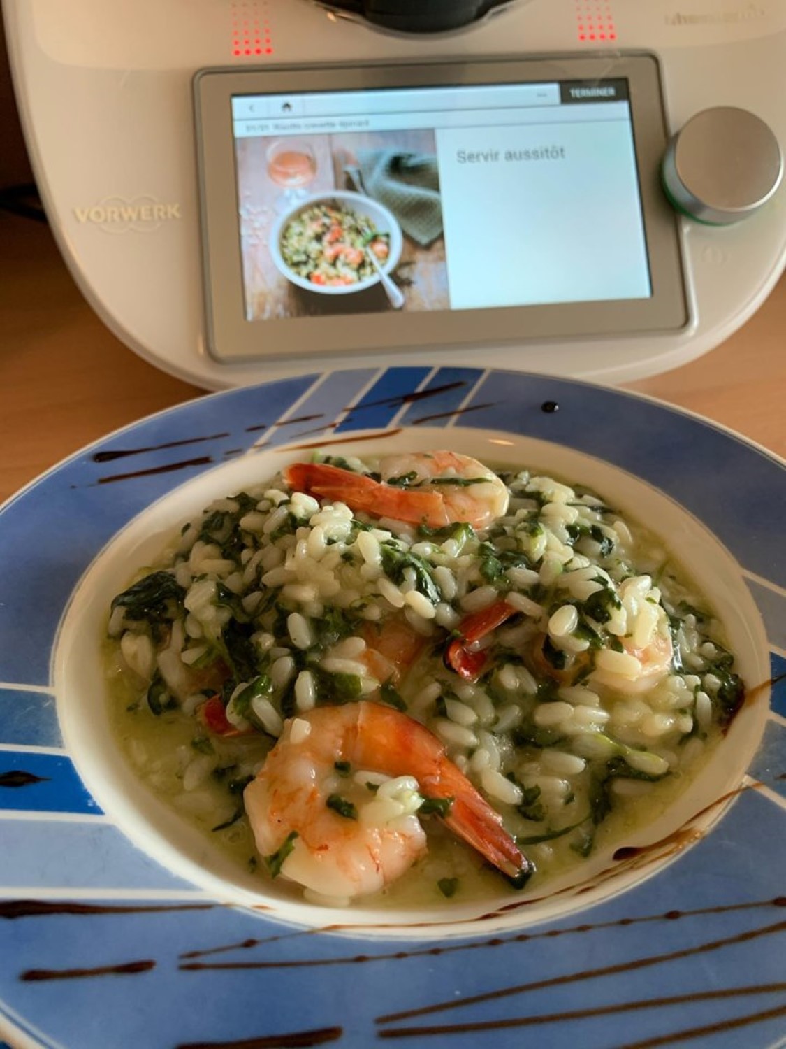 Risotto de Camarão e Espinafre